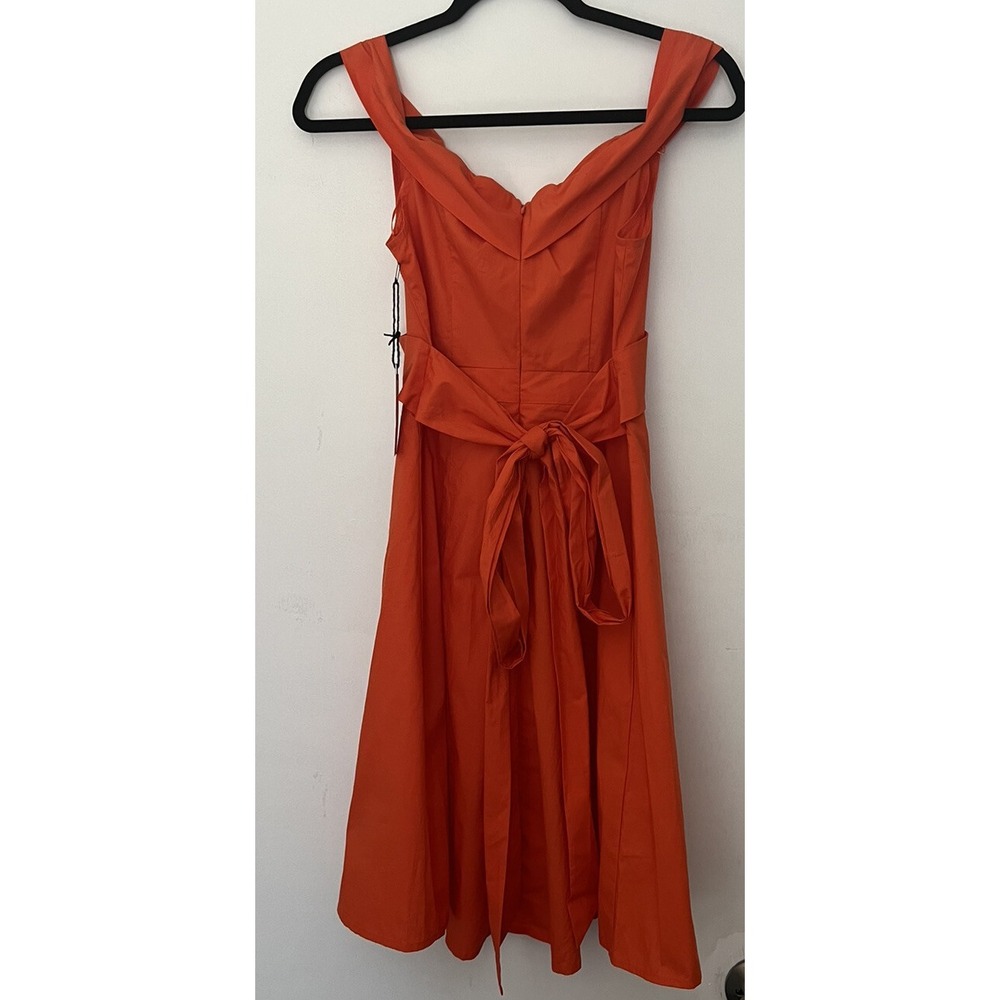 Astr The Label Orange Off Shoulder Poplin Dress Women's Size Small NWT - Picture 4 of 8